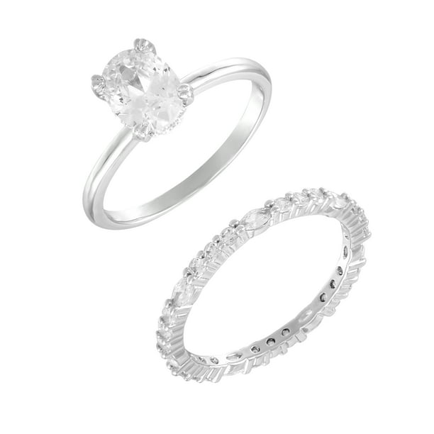 Elegant Ring White Topaz Silver Plate Infinity Jewelry Women Wedding Set Rings